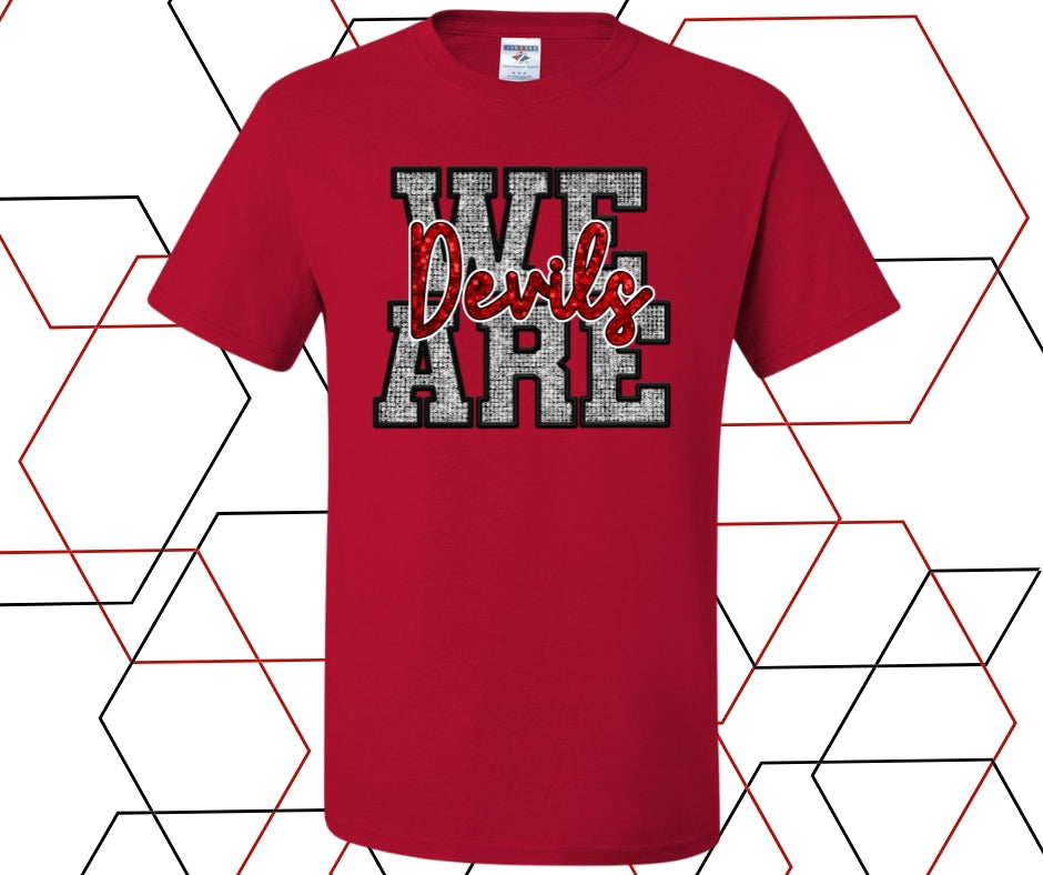 We Are Devils Faux Rhinestone Graphic Tee