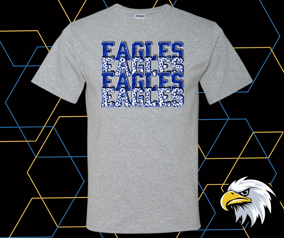 Eagles Faux Glitter Stacked Blue Graphic Tee