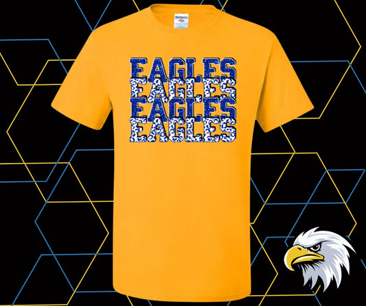 Eagles Faux Glitter Stacked Blue Graphic Tee