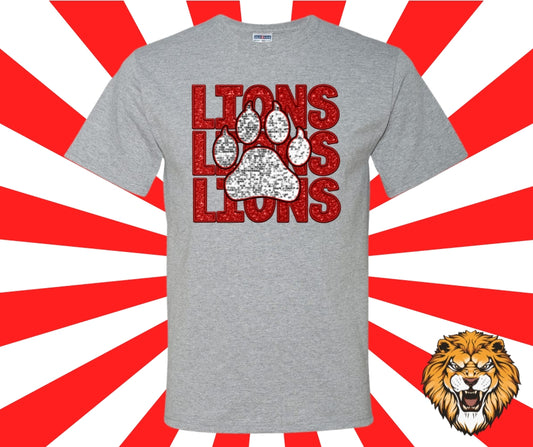 Faux Glitter Lions Stacked Graphic Tee