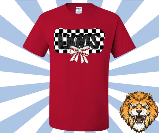 Lions Checkered Baseball Coquette Graphic Tee