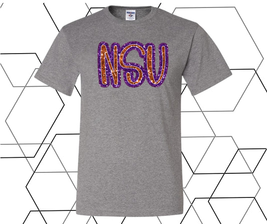 NSU Faux Glitter Graphic Tee
