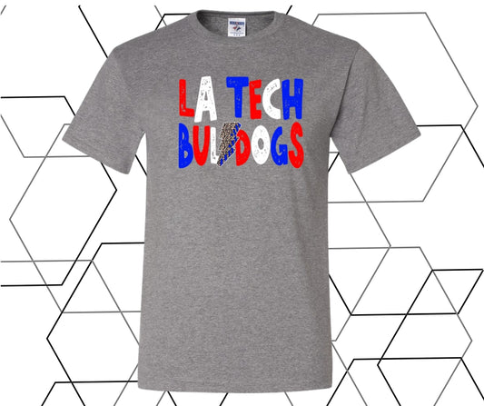 LA Tech Bulldogs Distressed Leopard Bolt Graphic Tee