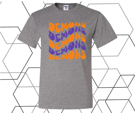 Demons Distressed Wave Graphic Tee