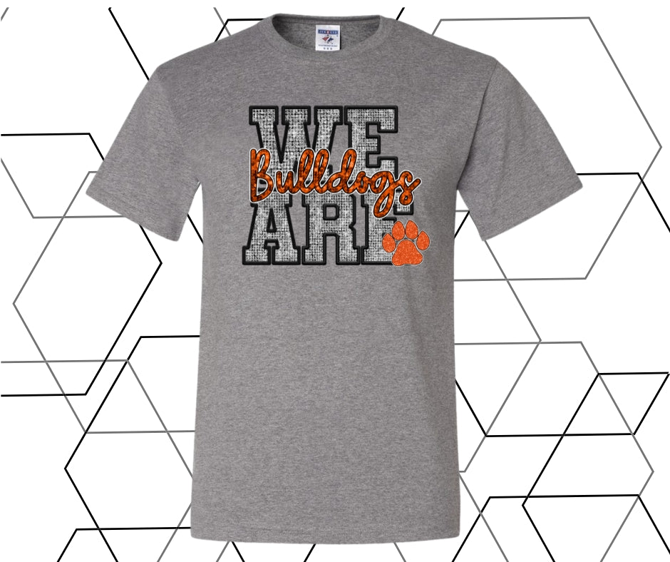 We Are Bulldogs Orange Faux Rhinestone Graphic Tee