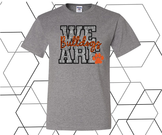 We Are Bulldogs Orange Faux Rhinestone Graphic Tee