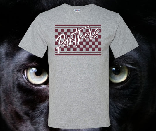 Panther Script Checkered Graphic Tee