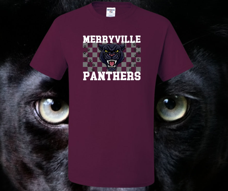 Merryville Panthers Checkered WITH PAW PRINT Graphic Tee