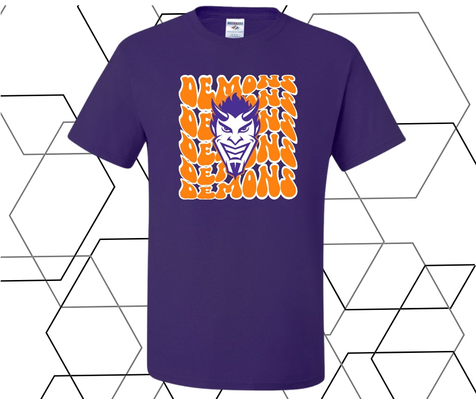 Demons Mascot Retro Wave Graphic Tee