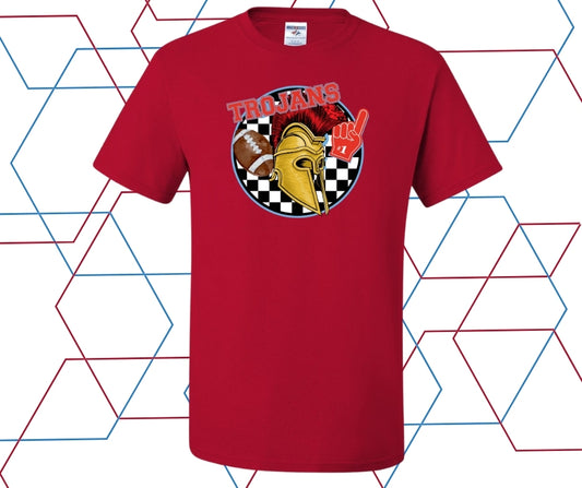 Trojans Football Round Checkered Graphic Tee