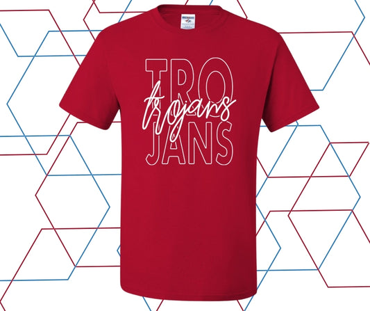 Trojans Outline Block Graphic Tee