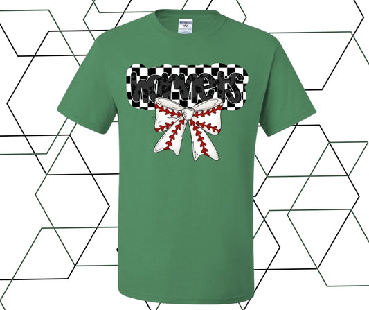 Hornets Checkered Baseball Coquette Graphic Tee