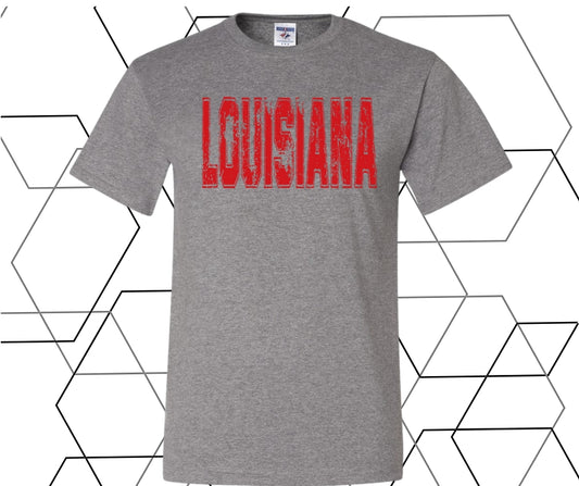 Louisiana Red Distressed Graphic Tee
