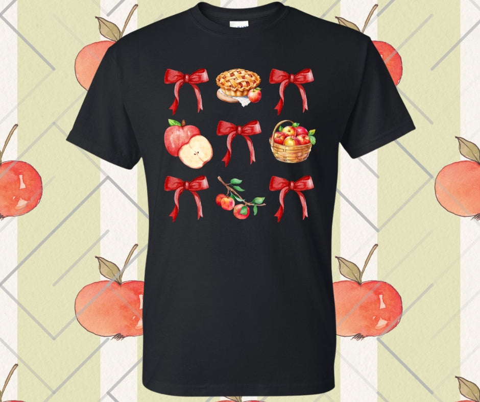 Red Bow Apple Collage Graphic Tee