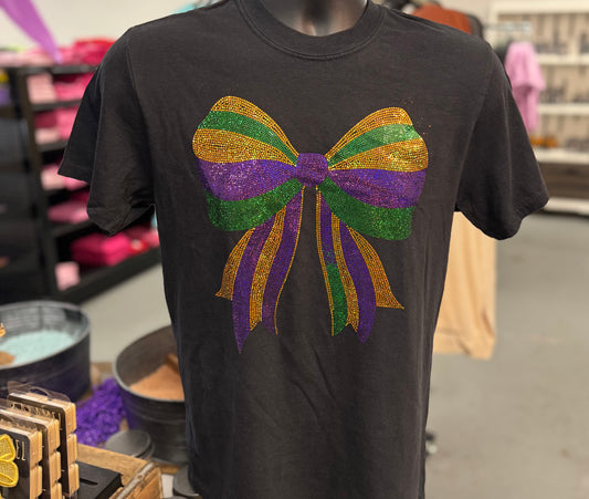 Blingy Mardi Gras Bow Tee