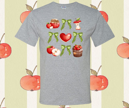 Green Bow Apple Collage Graphic Tee