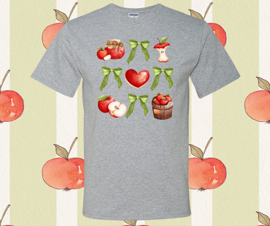 Green Bow Apple Collage Graphic Tee