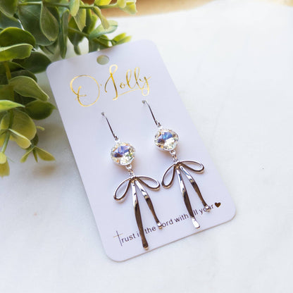 Stone w/Gold Bow Dangle Earrings “Blakely”