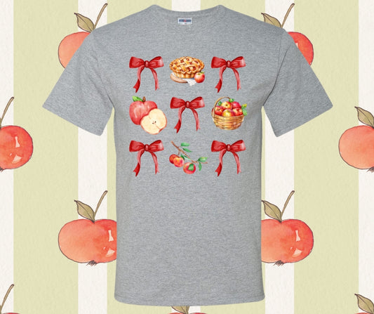 Red Bow Apple Collage Graphic Tee