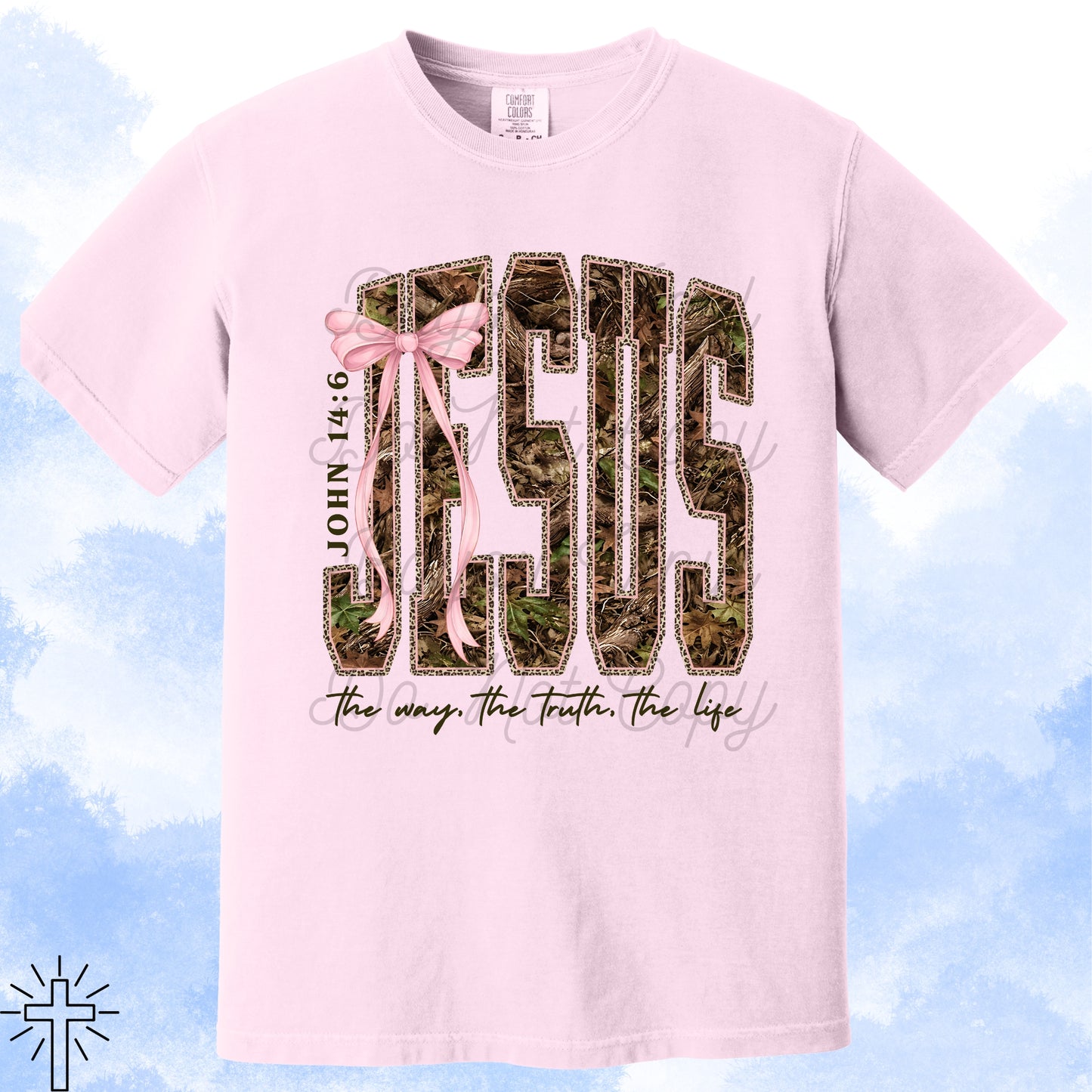 Girly Leopard and Camo Jesus John 14:6 Tee