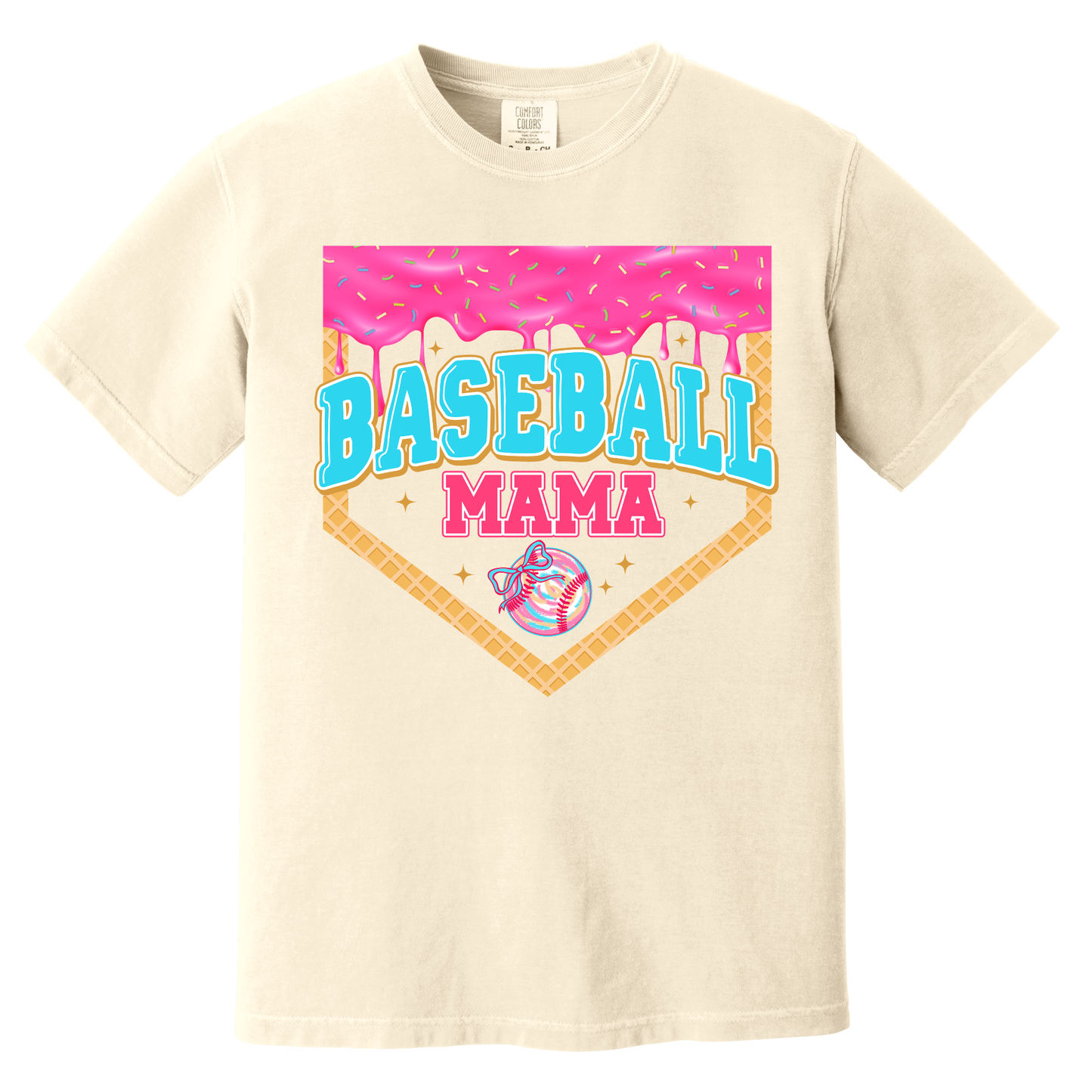 Mama Baseball Drip Girly Tee