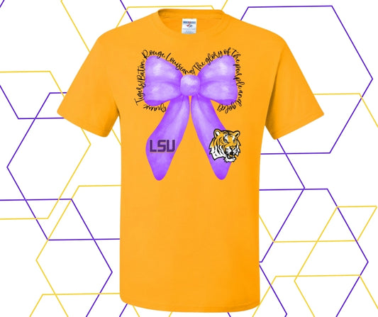 Tigers Script Coquette Bow Graphic Tee