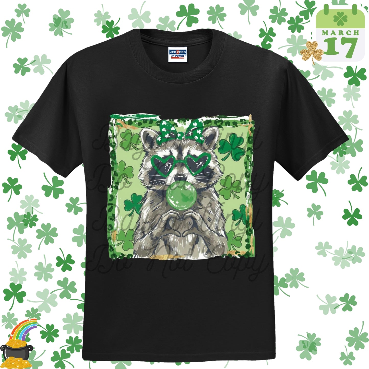 St Patty's Leopard Raccoon Tee