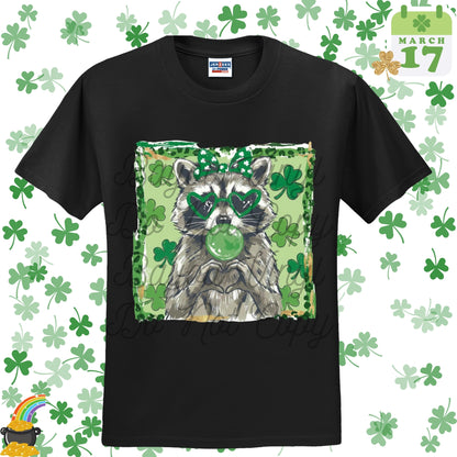 St Patty's Leopard Raccoon Tee