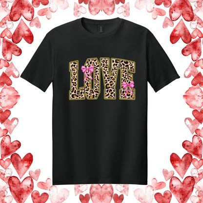 Leopard Love with Pink Bows Tee