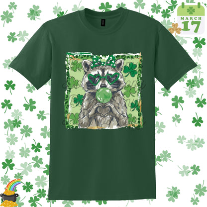 St Patty's Leopard Raccoon Tee