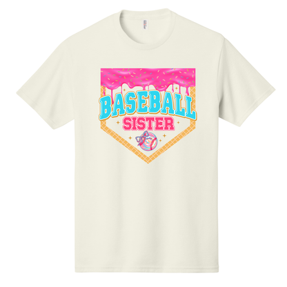 Sister Baseball Drip Girly Tee
