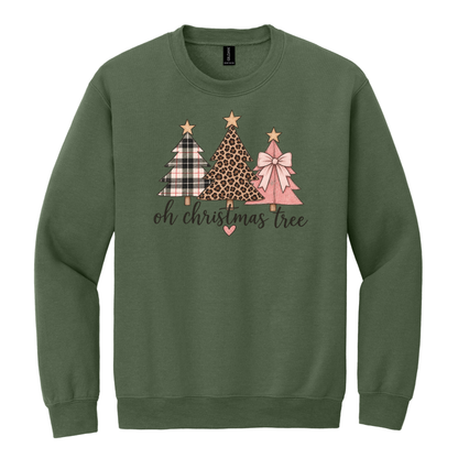Oh Christmas Tree – Plaid, Leopard & Pink Bow Christmas Tee