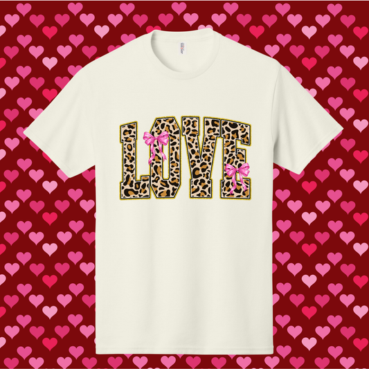 Leopard Love with Pink Bows Tee