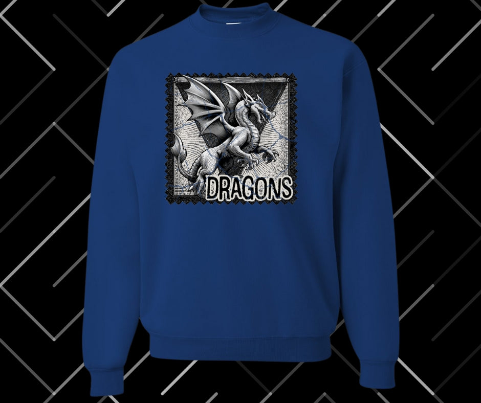 Dragons Stamp Graphic Tee & Sweatshirt