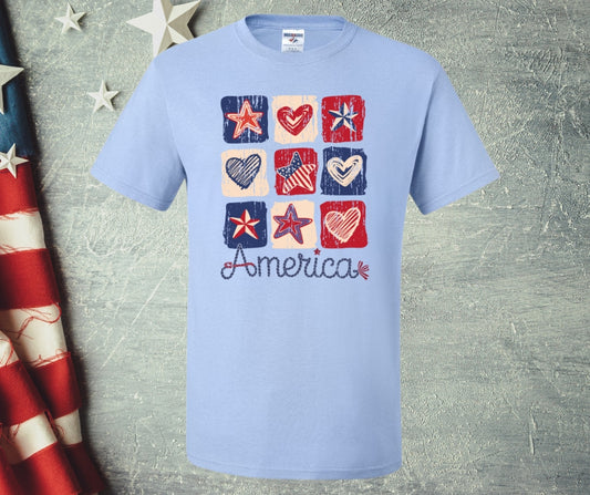Distressed America Patchwork Graphic Tee