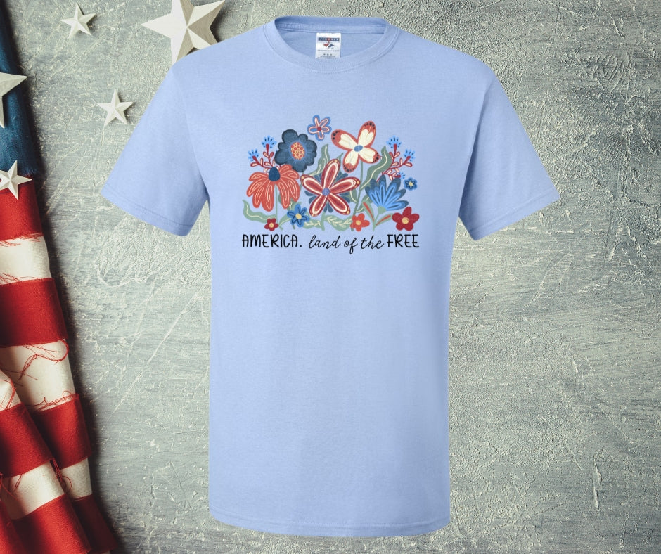 Floral land of the Free Graphic Tee