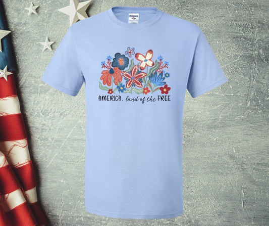Floral land of the Free Graphic Tee