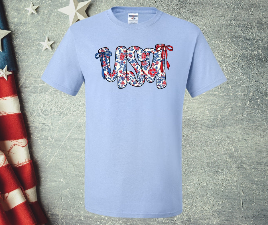 USA Floral Coquette Graphic Tee