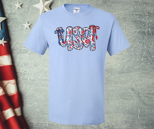 USA Floral Coquette Graphic Tee