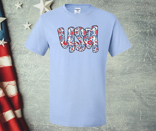 USA Floral Graphic Tee
