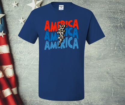 America Distressed Lightning Bolt Graphic Tee