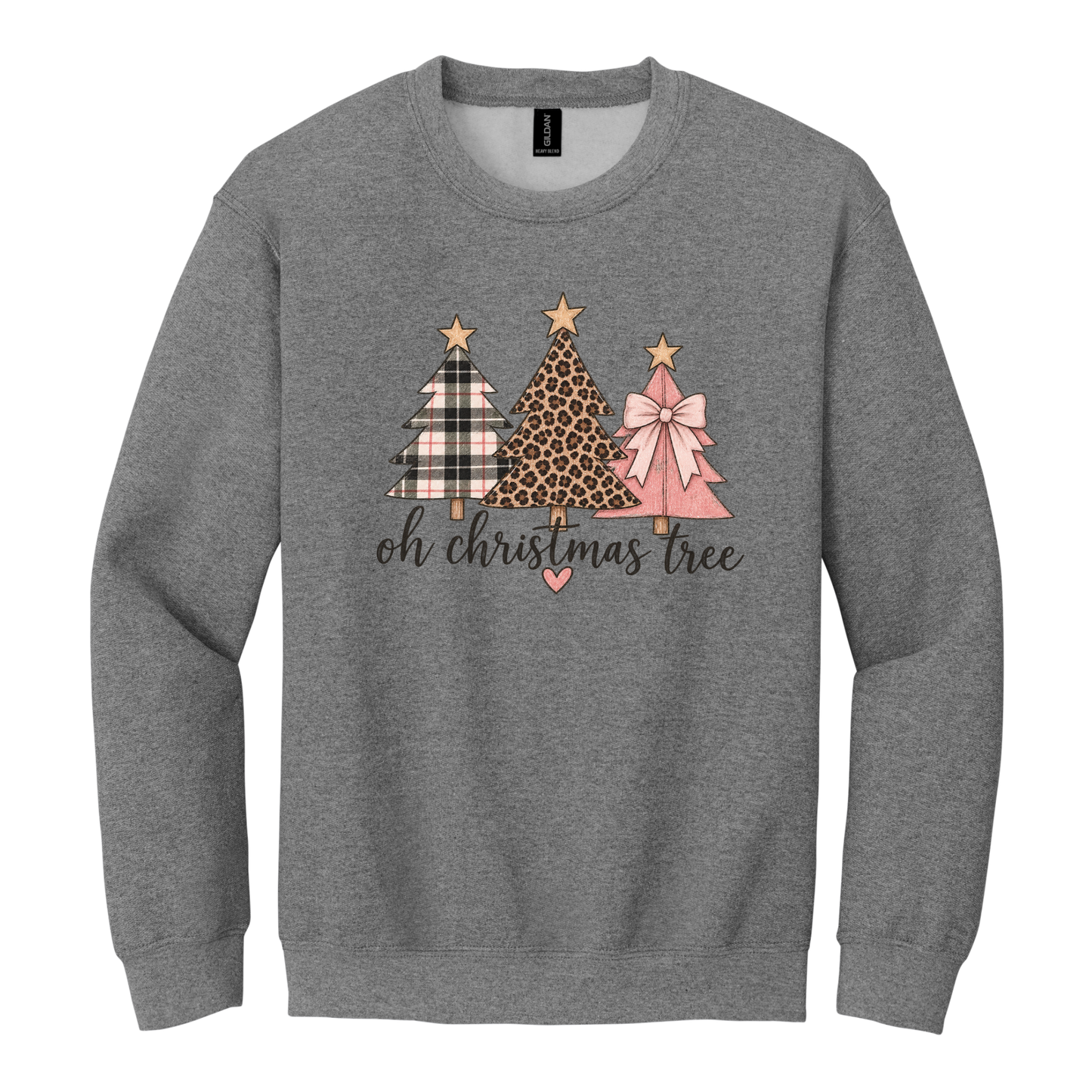 Oh Christmas Tree – Plaid, Leopard & Pink Bow Christmas Tee