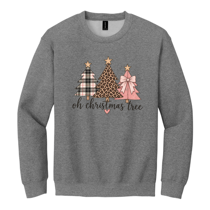 Oh Christmas Tree – Plaid, Leopard & Pink Bow Christmas Tee