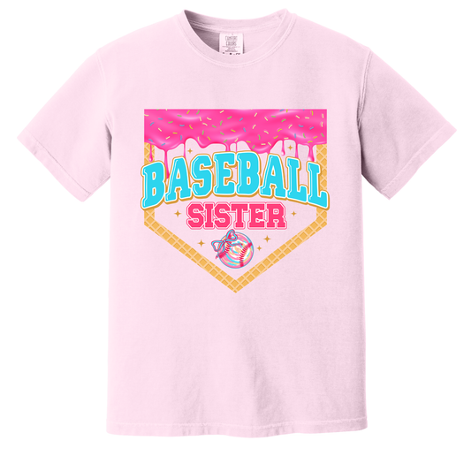 Sister Baseball Drip Girly Tee