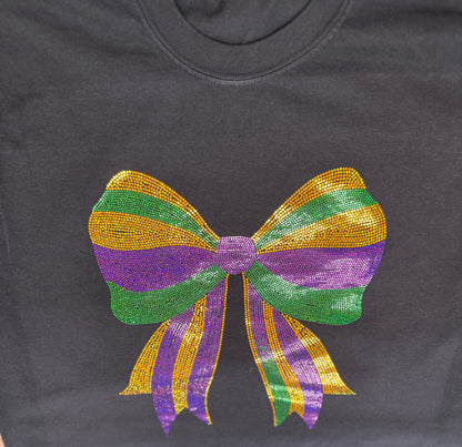 Blingy Mardi Gras Bow Tee