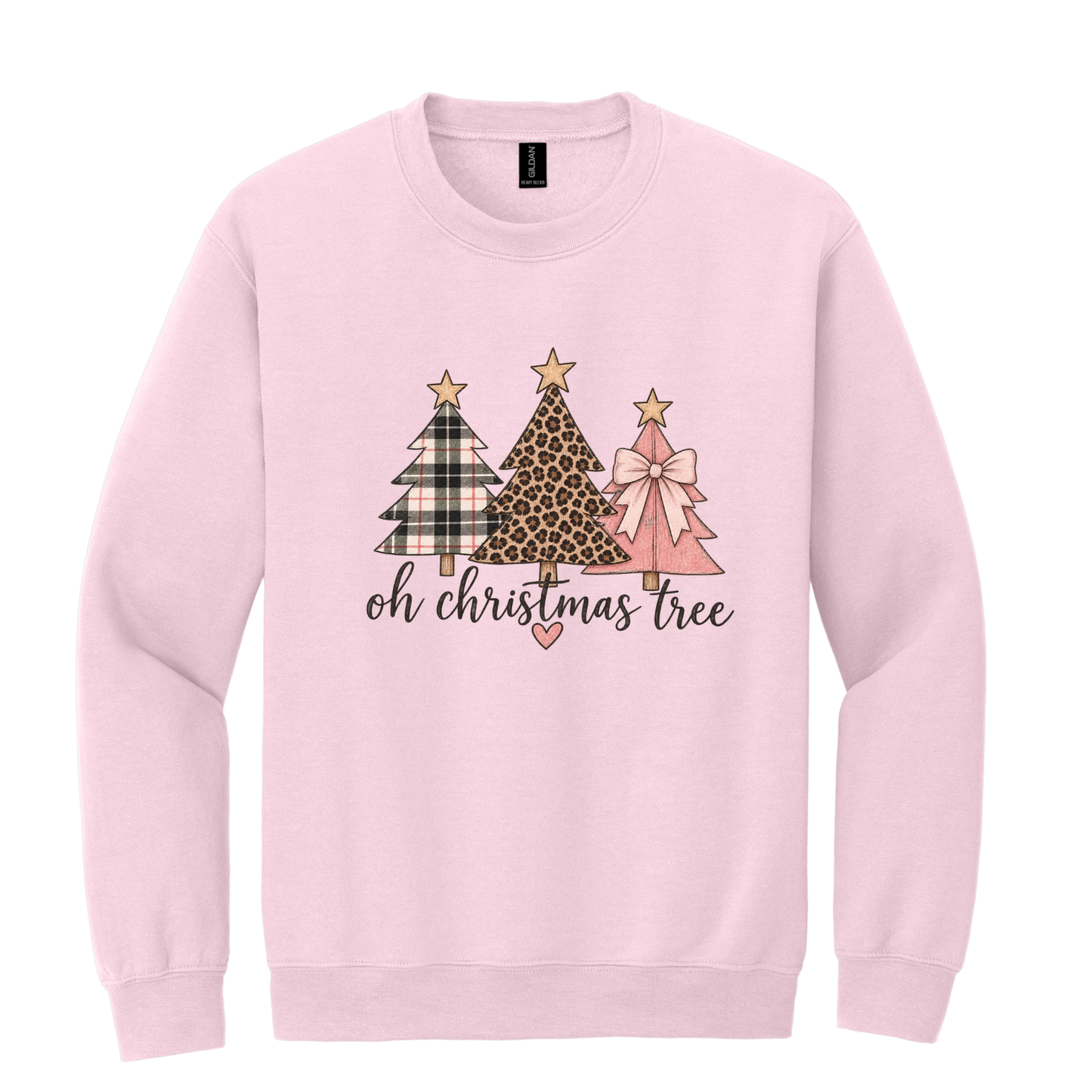 Oh Christmas Tree – Plaid, Leopard & Pink Bow Christmas Tee
