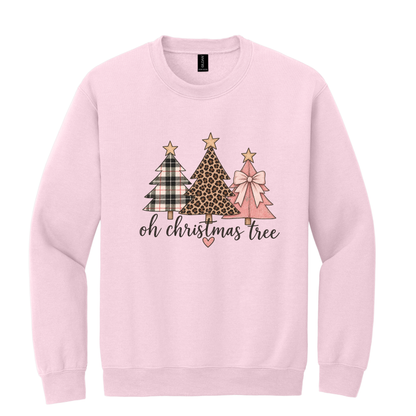 Oh Christmas Tree – Plaid, Leopard & Pink Bow Christmas Tee