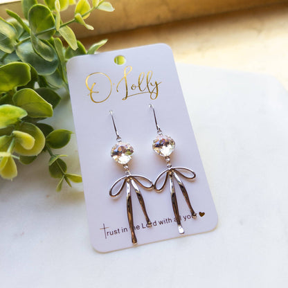 Stone w/Gold Bow Dangle Earrings “Blakely”