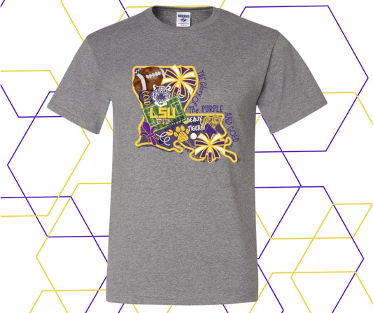 Purple/Gold Tigers Football Boot Graphic Tee