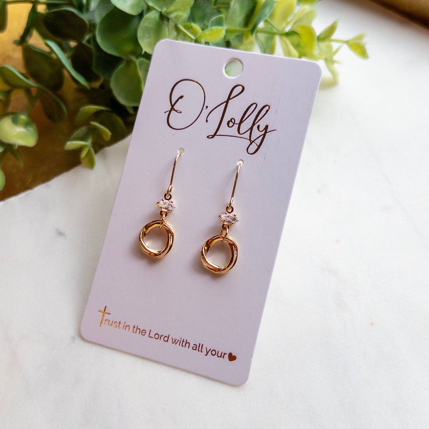 Petite Teardrop Crystal & Gold Knot Earrings “Kylie”